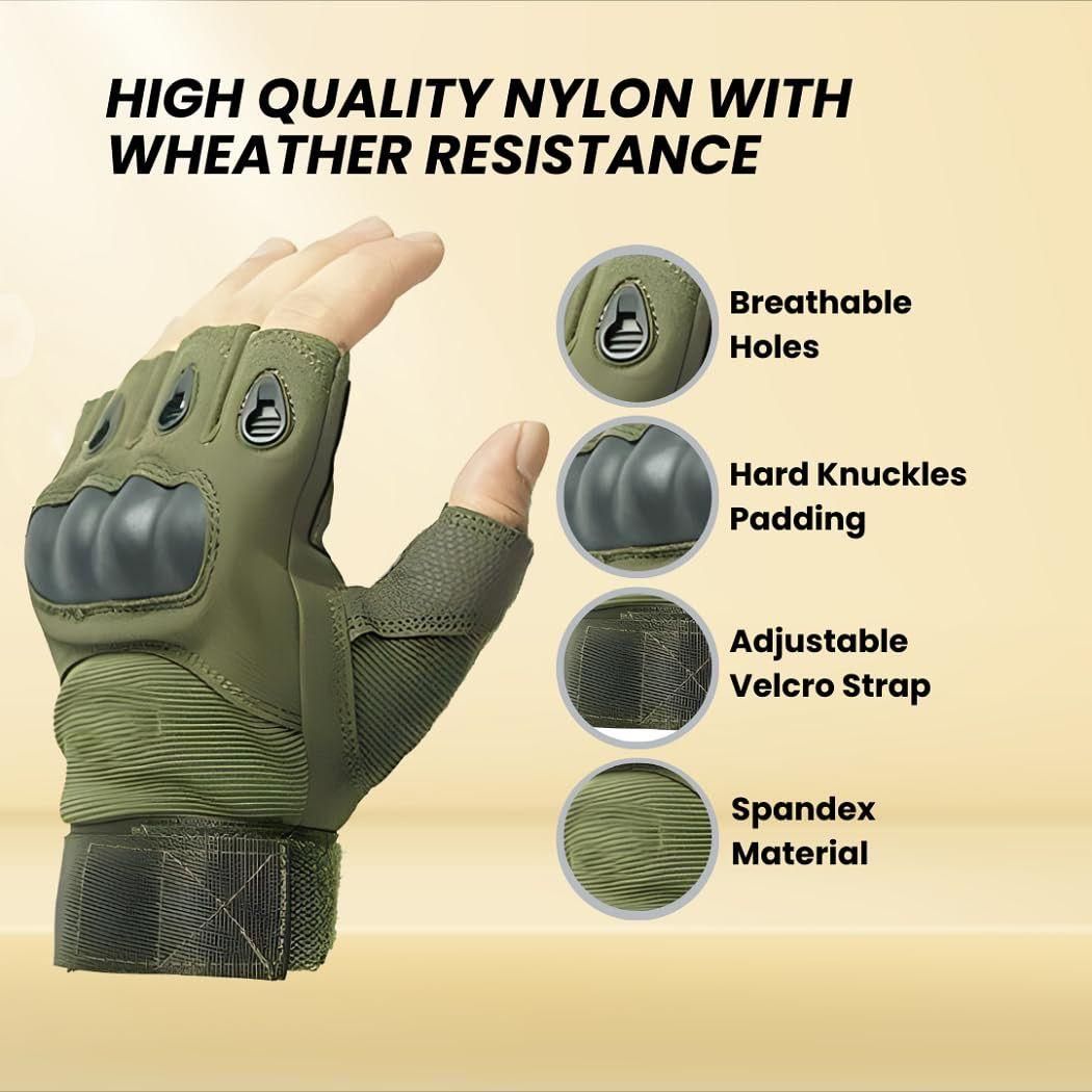 RideSafe 🏍️ Half-Finger Rubber Knuckle Motorcycle Gloves - Non-Slip Grip 🛡️