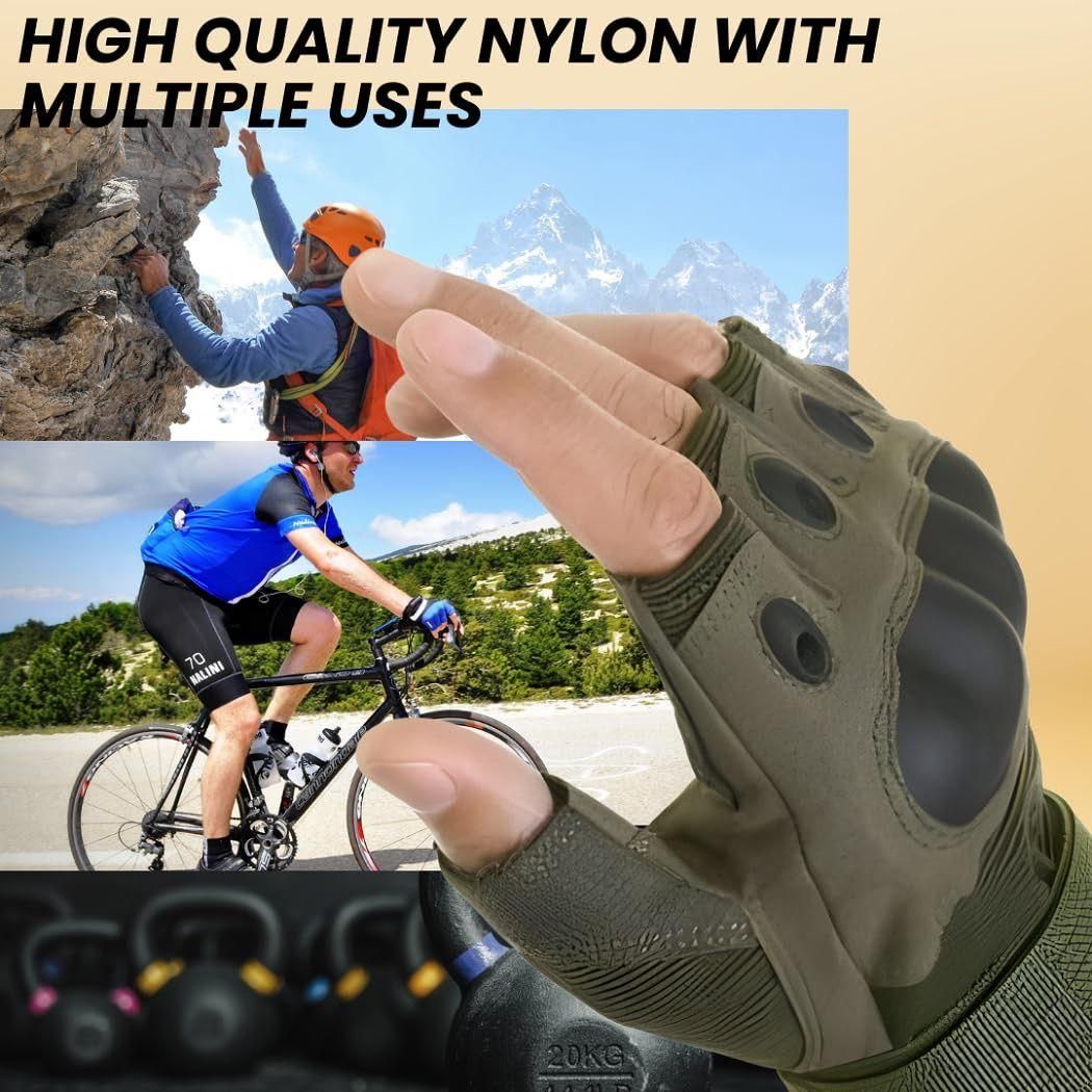 RideSafe 🏍️ Half-Finger Rubber Knuckle Motorcycle Gloves - Non-Slip Grip 🛡️