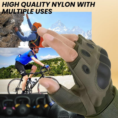 RideSafe 🏍️ Half-Finger Rubber Knuckle Motorcycle Gloves - Non-Slip Grip 🛡️