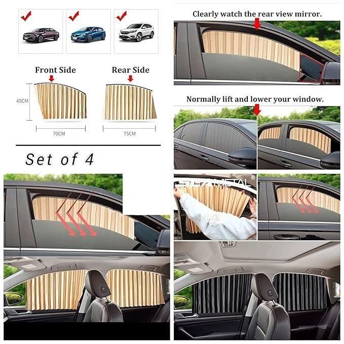 🔥Universal Fit Magnetic Car Side Window Privacy Sunshade (4pcs) | COLOR- BLACK